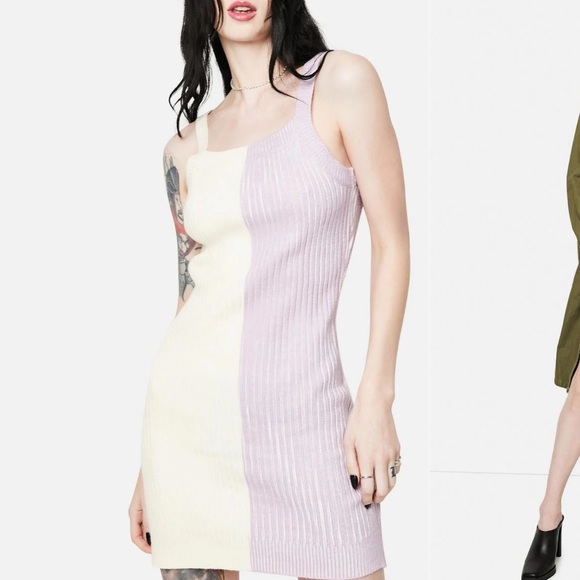 Dolls kill The Basics Colorblock Sweater Mini Dress medium - Picture 2 of 3